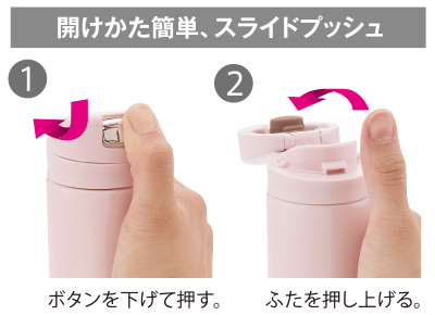 開けかた簡単、スライドプッシュ
