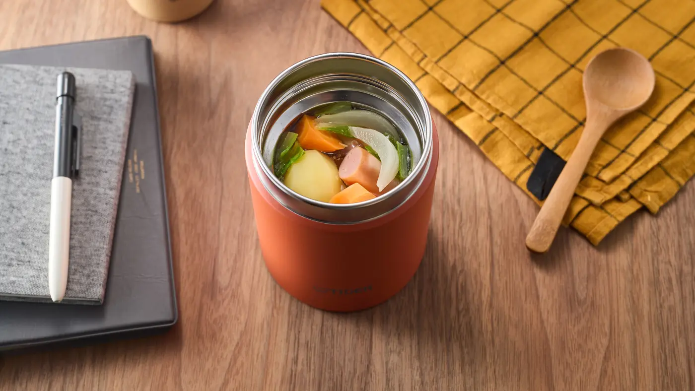 Vegetable-packed Pot-au-feu in a food jar