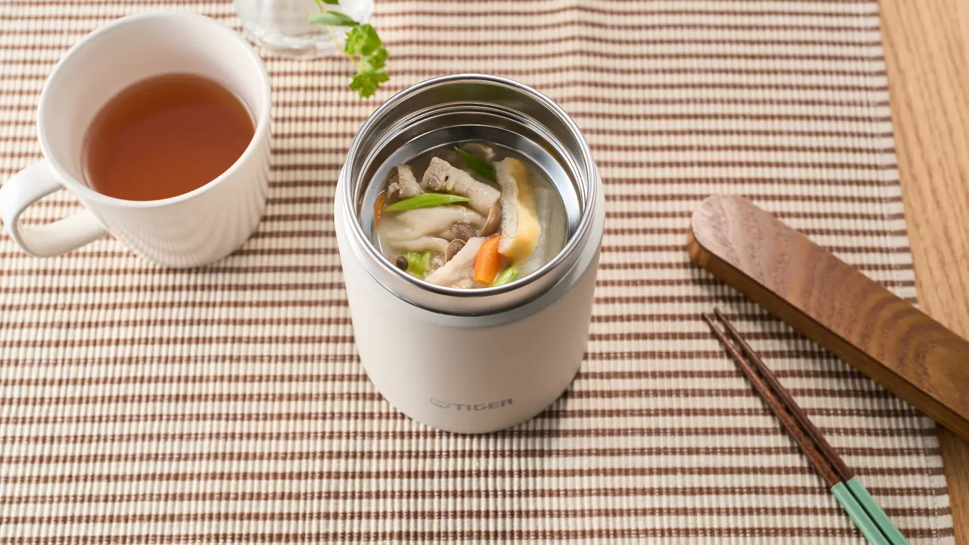 Pork and Sake Lees Soup in a food jar